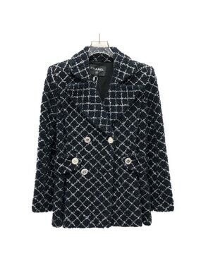 Chanel Cruise Collection Black Cotton Tweed Double-Breasted Jacket